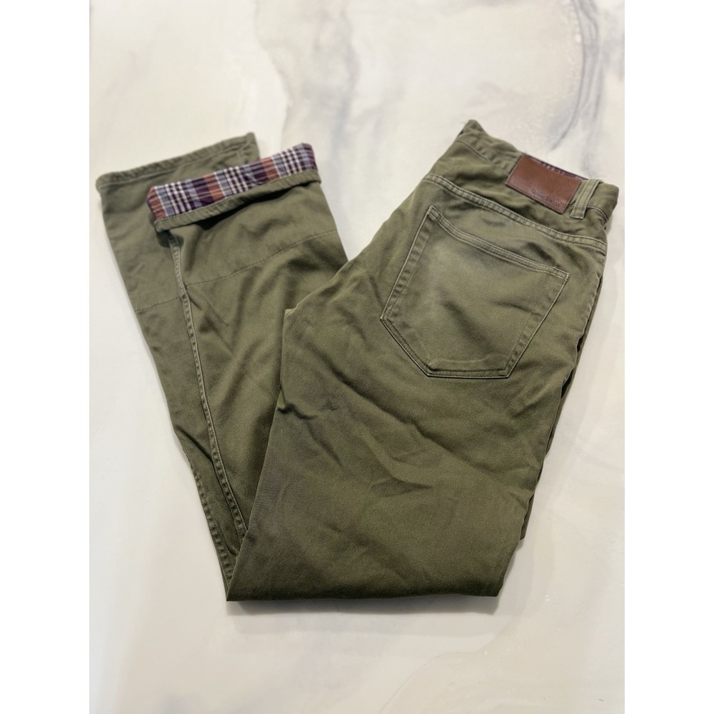 Union Station Mens Olive Green Plaid Lined Straight Leg Chino‎ Pants 31x31